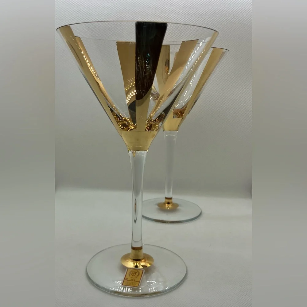 MCM Royal Danube crystal Gold and Clear Martini Glasses - Picture 3 of 9